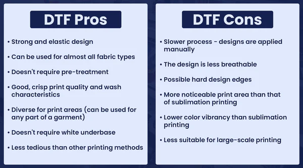 Comparison of pros and cons of UV DTF printers.