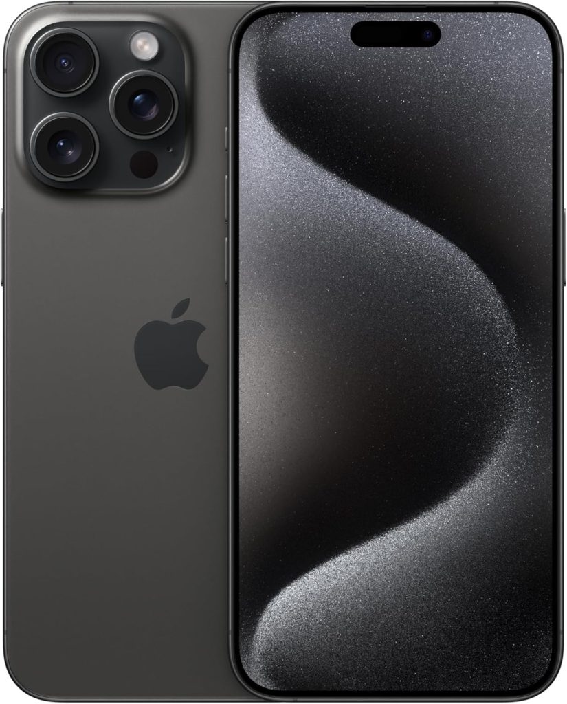 iPhone 15 Pro Max in Space Black, highlighting its improved periscope zoom lens, A17 Pro chip, and professional-grade photography capabilities.