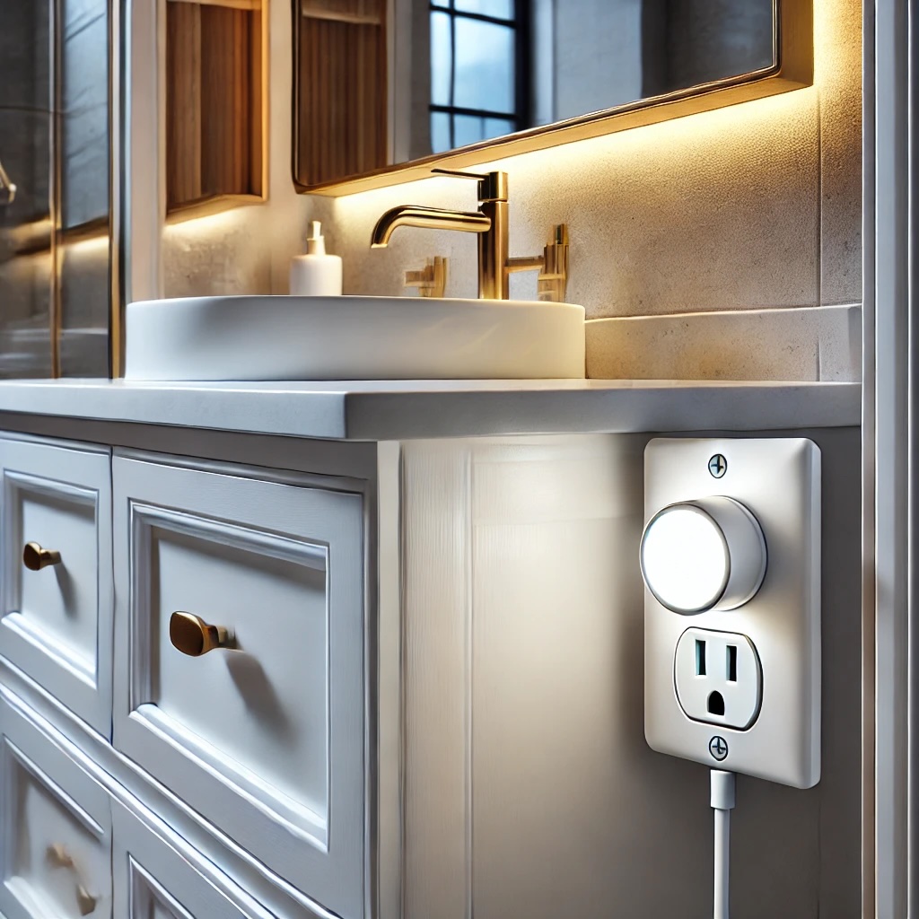 Plug-in light in bathroom