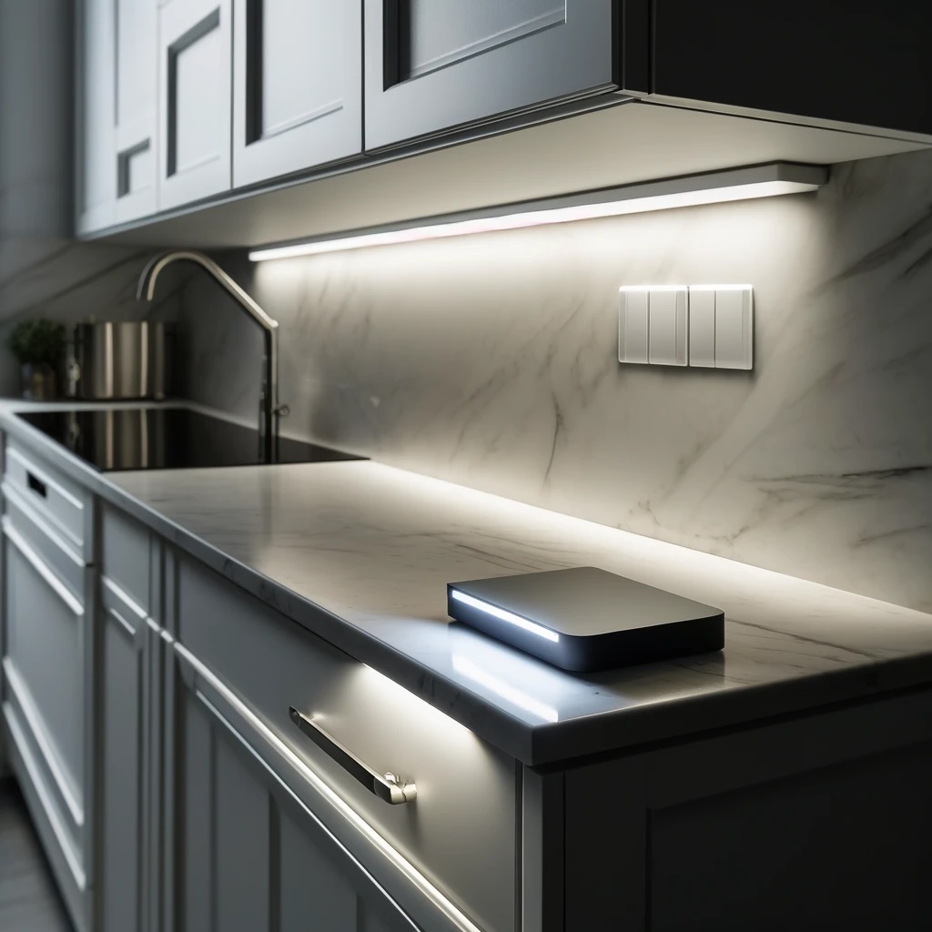 Under cabinet light in kitchen